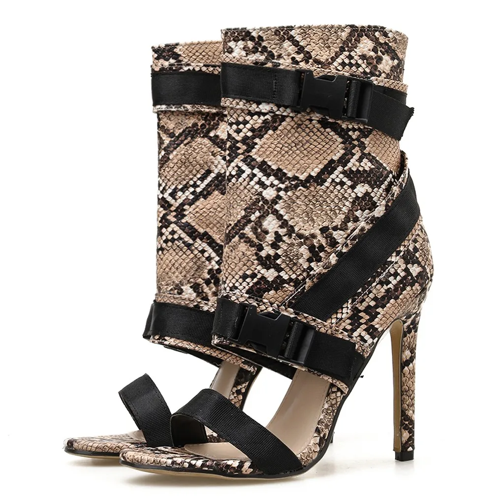 2020 ретро сандалии Snake Для женщин Лето Змеиный Повседневная кожаная обувь женские