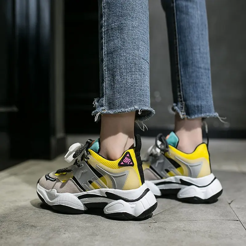 

2020 Sneakers Women Quality Flock Patchwork Spring/Autumn Shoes Ladies Glitter Sneakers Colorful Dad Shoes Zapatillas Mujer