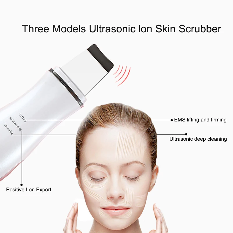 Ультразвуковой скребок для кожи пилинг лопатка ионное средство удаления черных