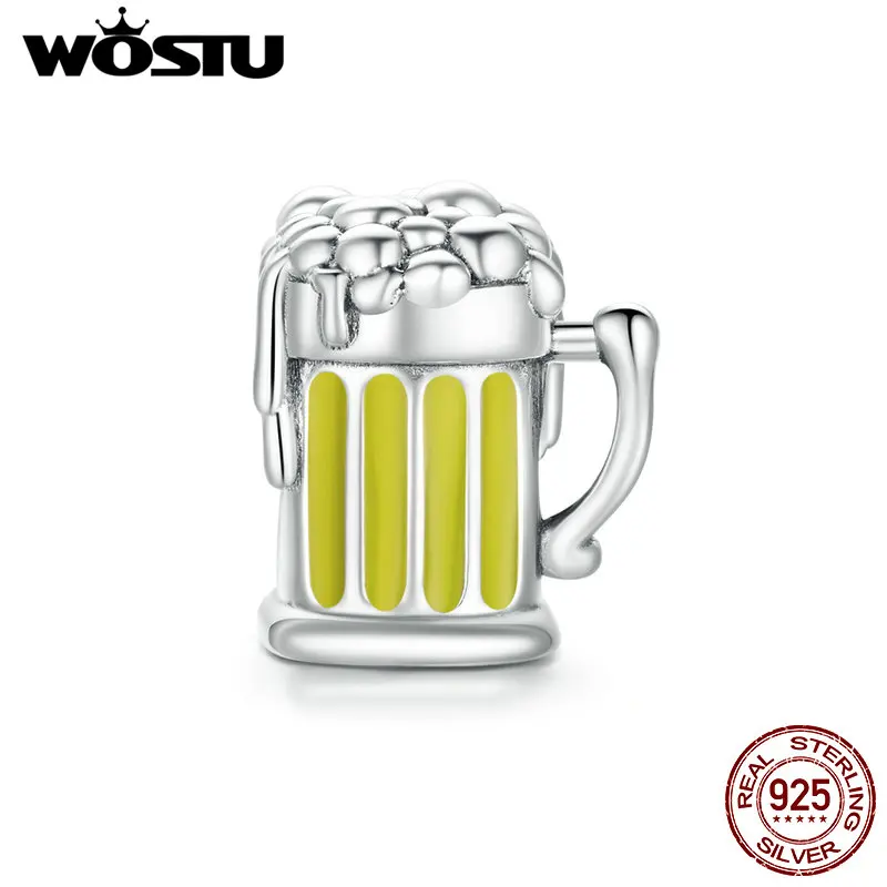 WOSTU Beer Glass Charm fit оригинальный браслет в виде змеи из стерлингового серебра 925 пробы