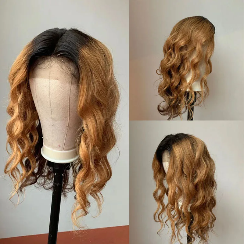 Colored Human Hair Body Wave Wigs 13x4 Ombre lace front wig 10A Unprocess Virgin Brazilian Hair Prelucked Hairline