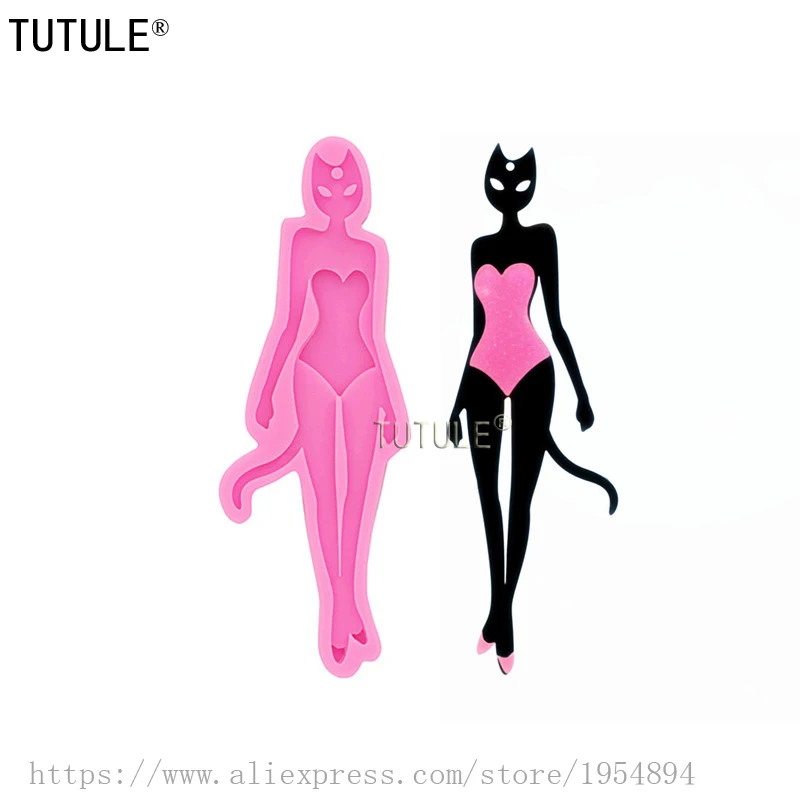 

Miss Bikini Cat Keychain Silicone Mold, Shiny pendant, earrings, interior - Form for epoxy resin, polymer clay Silicone Mold