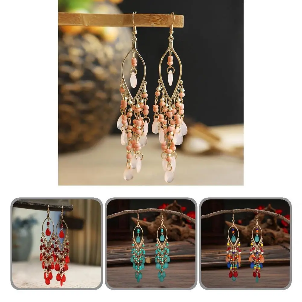

Stylish Women Earrings All Match Accessory Electroplating Long Hook Earrings Drop Earrings Earrings 1 Pair