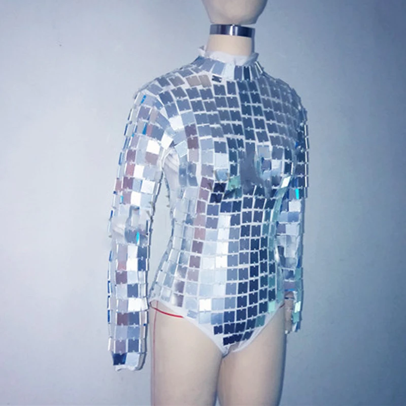 Комбинезон женский с зеркальным покрытием костюм для диджея лидера танцевальный