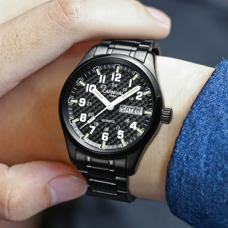 Швейцария карнавал светящийся Календарь военные кварцевые часы для мужчин