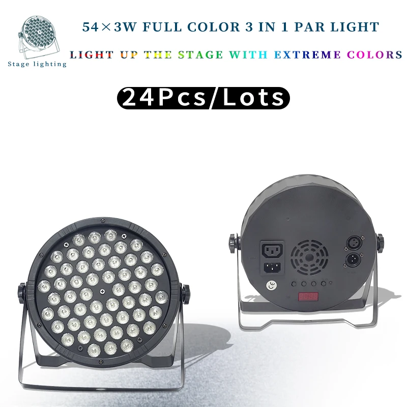 

24Pcs/lots LED Par Light 54X3W RGB 3in1 Wedding Party Bar KTV 54*3w Led Lights DJ Equipment Stage Light