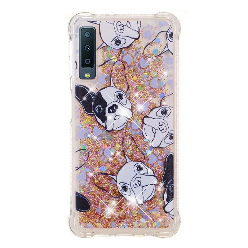 Black White Dog Блестками с блестками жидким песком чехол для samsung Galaxy A8 плюс A7 A6 A310 A510 A320 A520 A720 M20 M30 A10 A20 A30 крышка - Цвет: Black White Dog