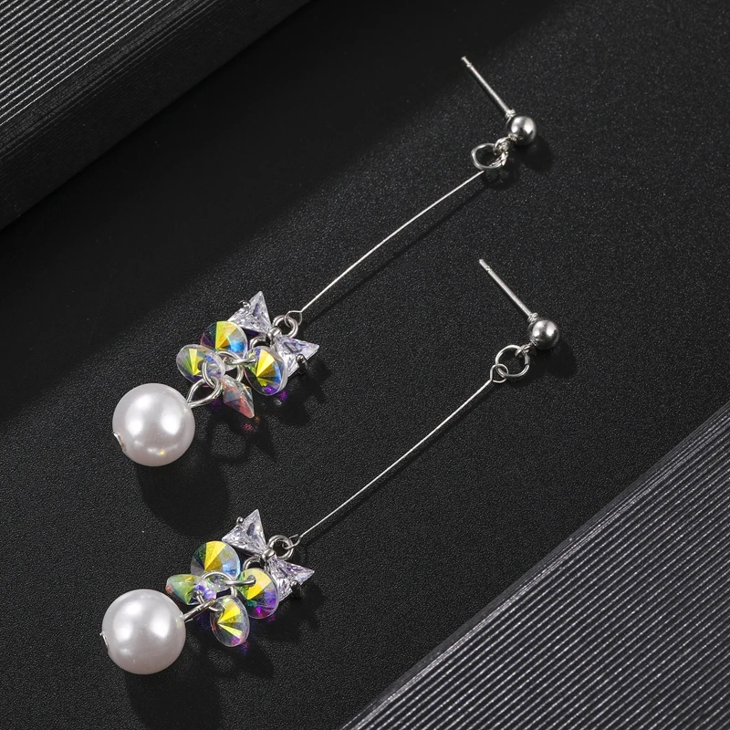 2019 корейские очаровательные красочные Кристальные серьги массивные жемчужные