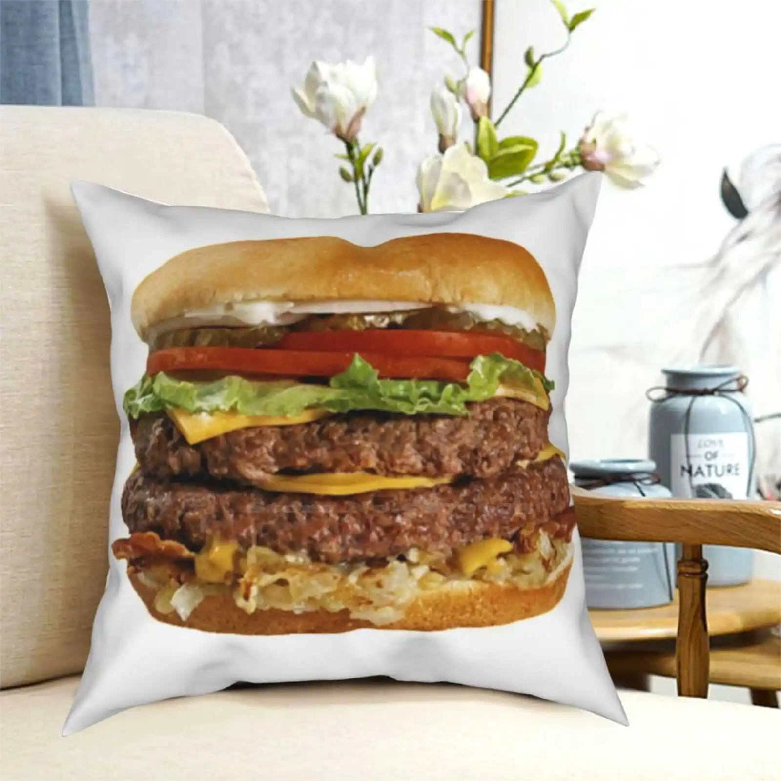 Двойной чизбургер смешная милая декоративная наволочка квадратная для подушки