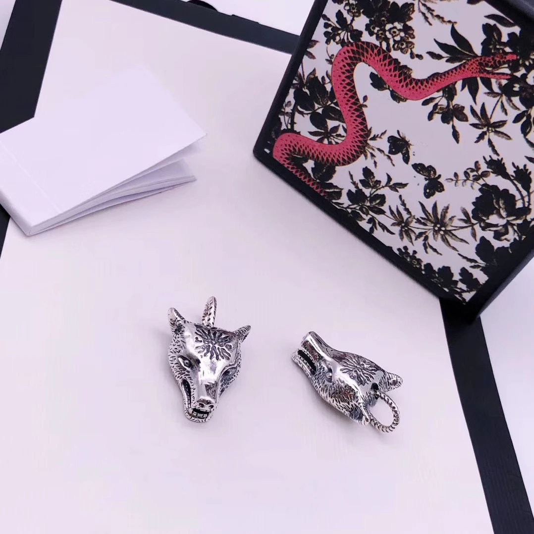 

100% 925 sterling silver necklace, classic logo G, exquisitely carved cool wolf head pendant