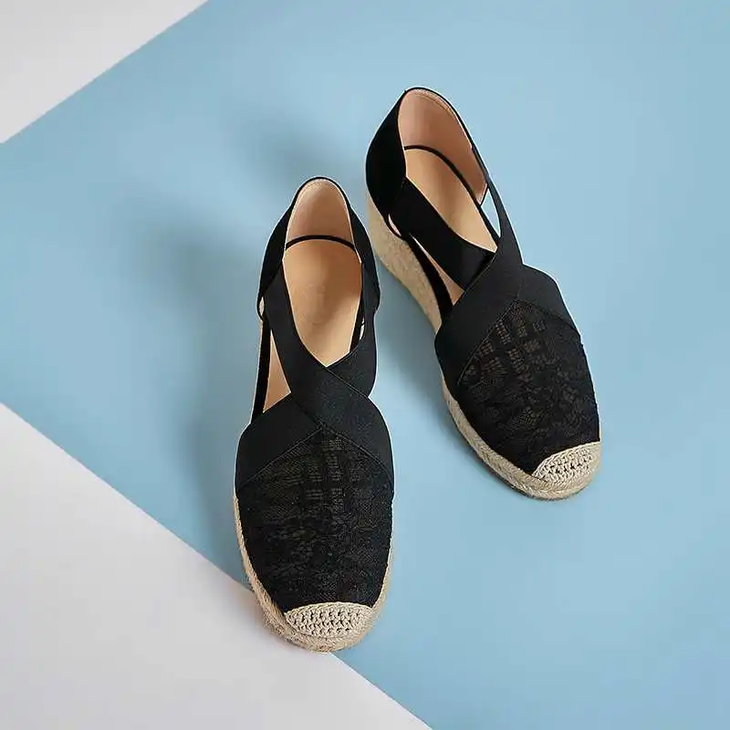 Босоножки Krazing pot женские солнцезащитные соломенные сандалии на танкетке