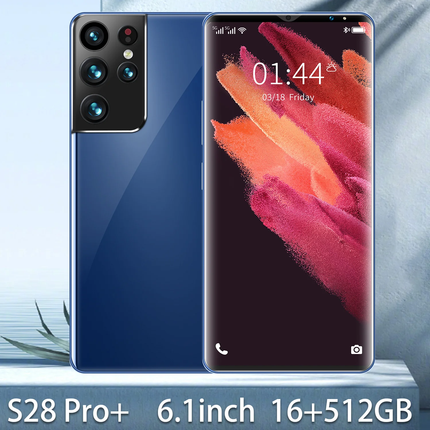 

S28 Pro 6.1 Inch Android 11 Global Version Smartphone 16GB 512GB 32MP 64MP Deca Core 6000mAh Snapdragon 888 Face ID Cell Phones