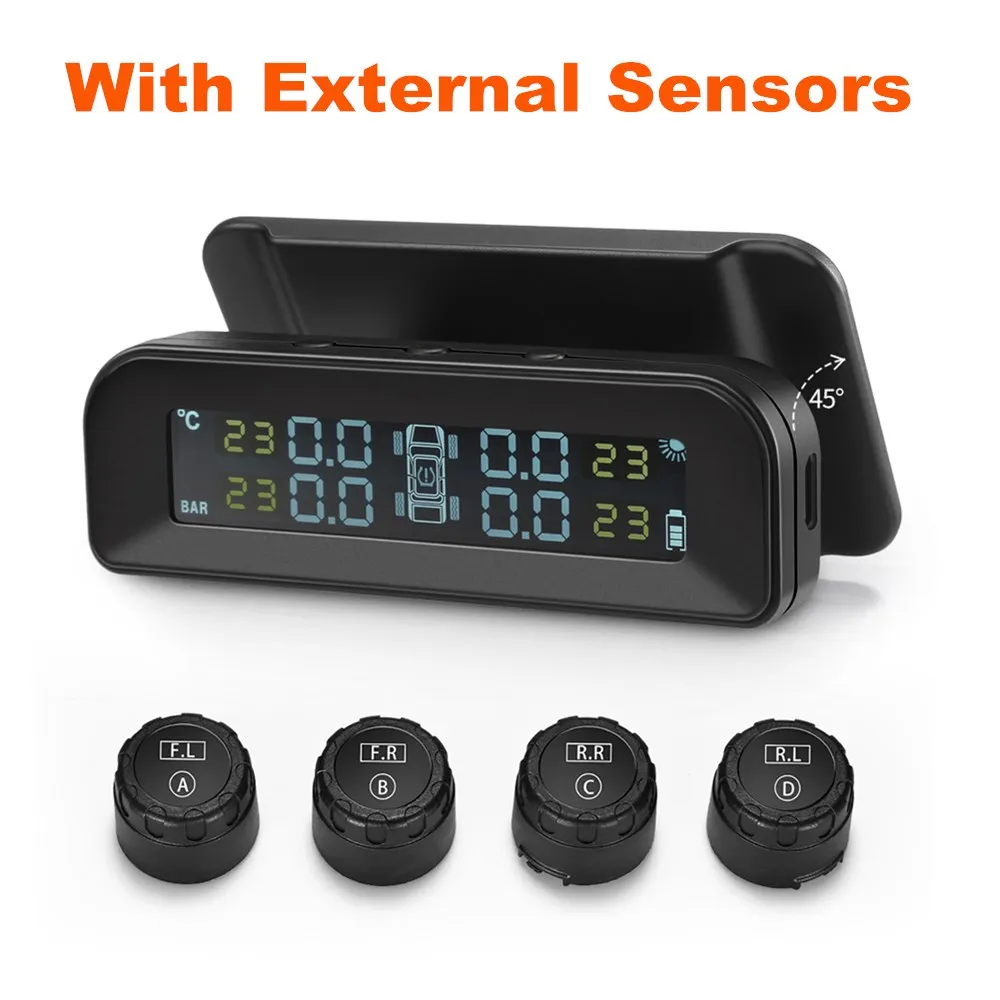 ZEEPIN C260 TPMS солнечная энергия жк-дисплей Система контроля давления в шинах с 4 внешними/внутренними датчиками давления в шинах