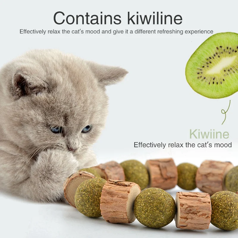 

Necklace Shaped Cat Chew Toy Cat Mint Necklace Collar Catnip Silvervine String For Pet Interactive Supplies For Kitten