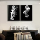 Абстрактная креативная картина потока дыма, постеры и печать на холсте, уникальные минималистичные художественные настенные черные картины для гостиной, спальни