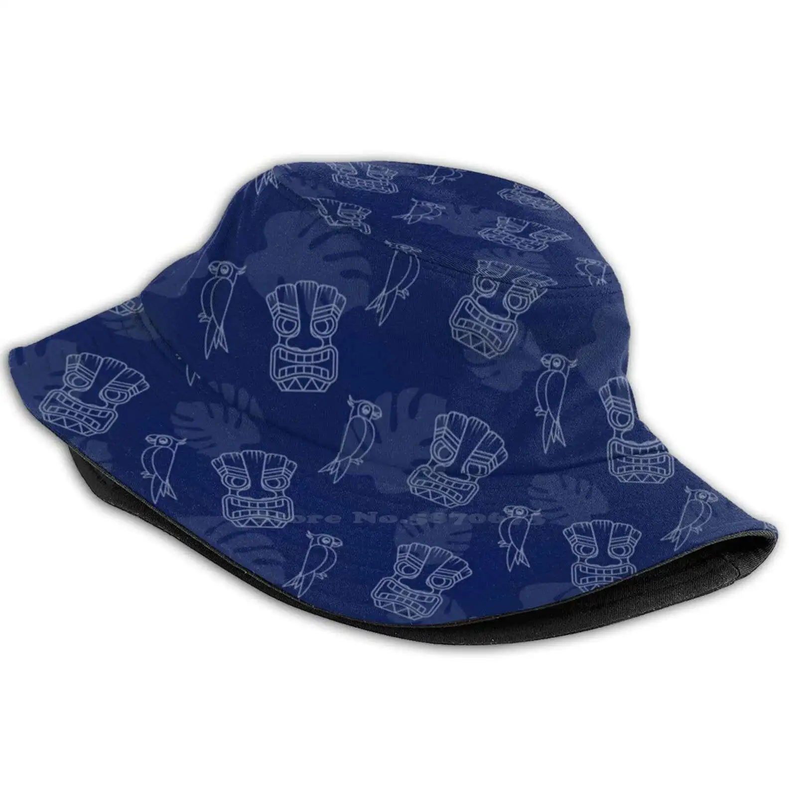 

Шапка-ведро для мужчин и женщин, тропическая летняя шляпа с узором птиц 06, тёмно-синяя, для мальчиков и девочек, гавайская