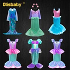 Детское платье Русалочки Ариэль, нарядное платье принцессы, одежда для косплея на Рождество, карнавал, вечеринку