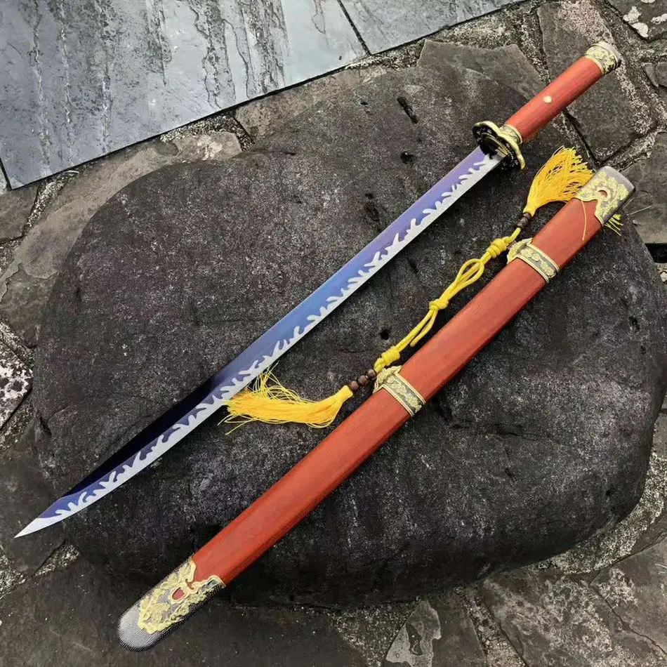 手作り非常にシャープカンフー剣マンガン鋼刃サーベルウーshu段平武道清daoフル唐 Isuka 가게