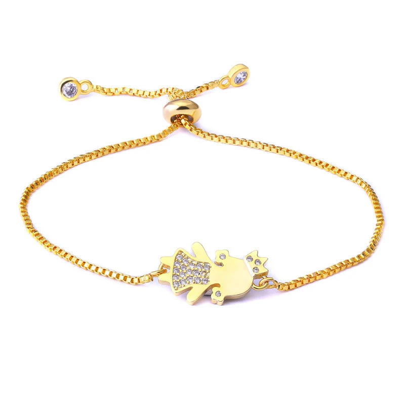 Gold Juya Ali Moda, персонализированный Подарочный браслет на заказ, золото/серебро/розовое золото, регулируемые бегунки, цепочки для мальчиков и девочек, браслеты для мам - Окраска металла: Gold