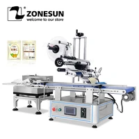 zonesun desktop automatic sticker labeling machine for flat paper pouch plastic bag card separating paging and label sticker