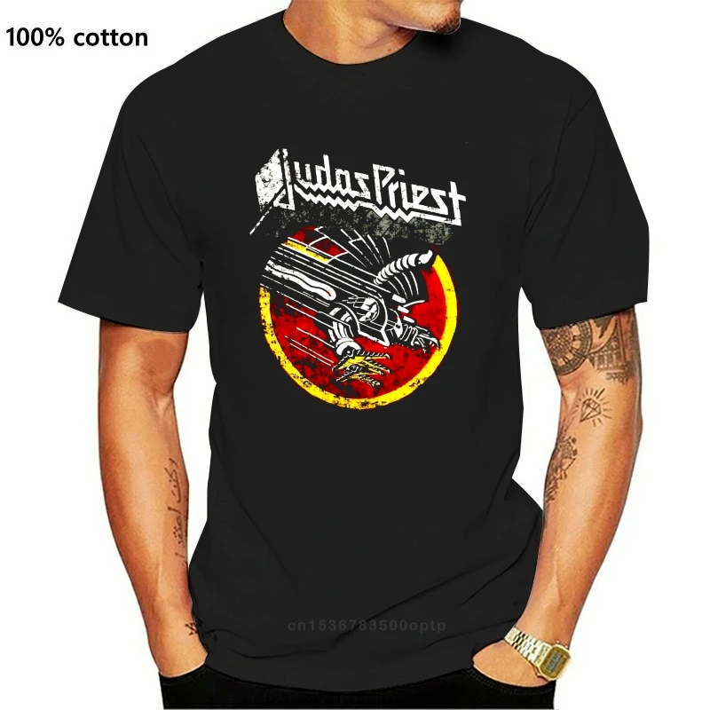 

New Judas Priest T-Shirt Cool Black Graphic Print Retro Vintage Band Tees for Men