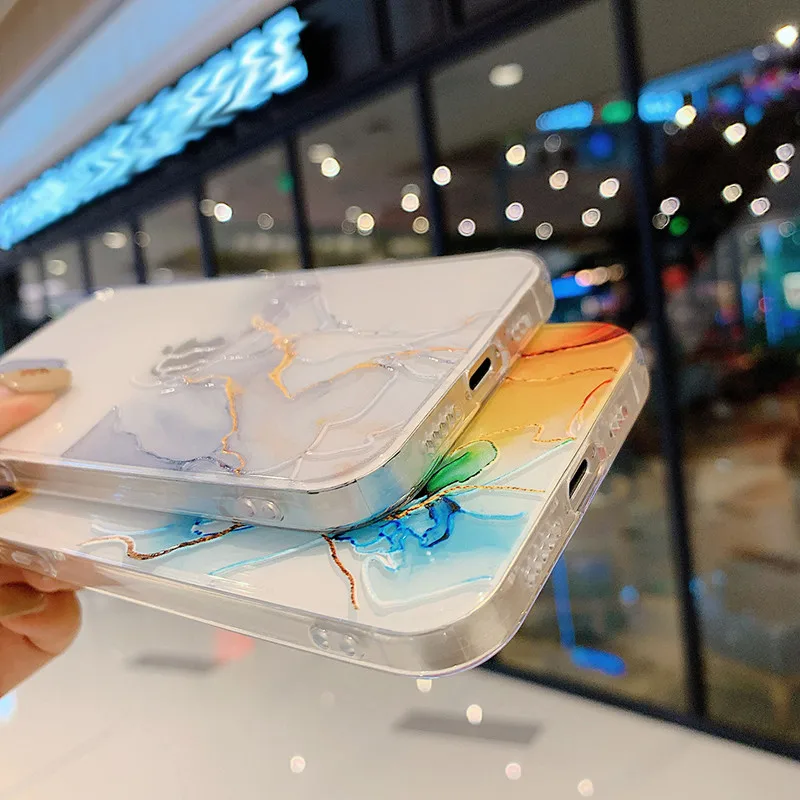 

Watercolor Painting Phone Case For iPhone 12 Pro 11 Pro Max X XR XS Max 7 8 6s Plus SE 2020 Clear Shockproof Soft TPU Back Cover