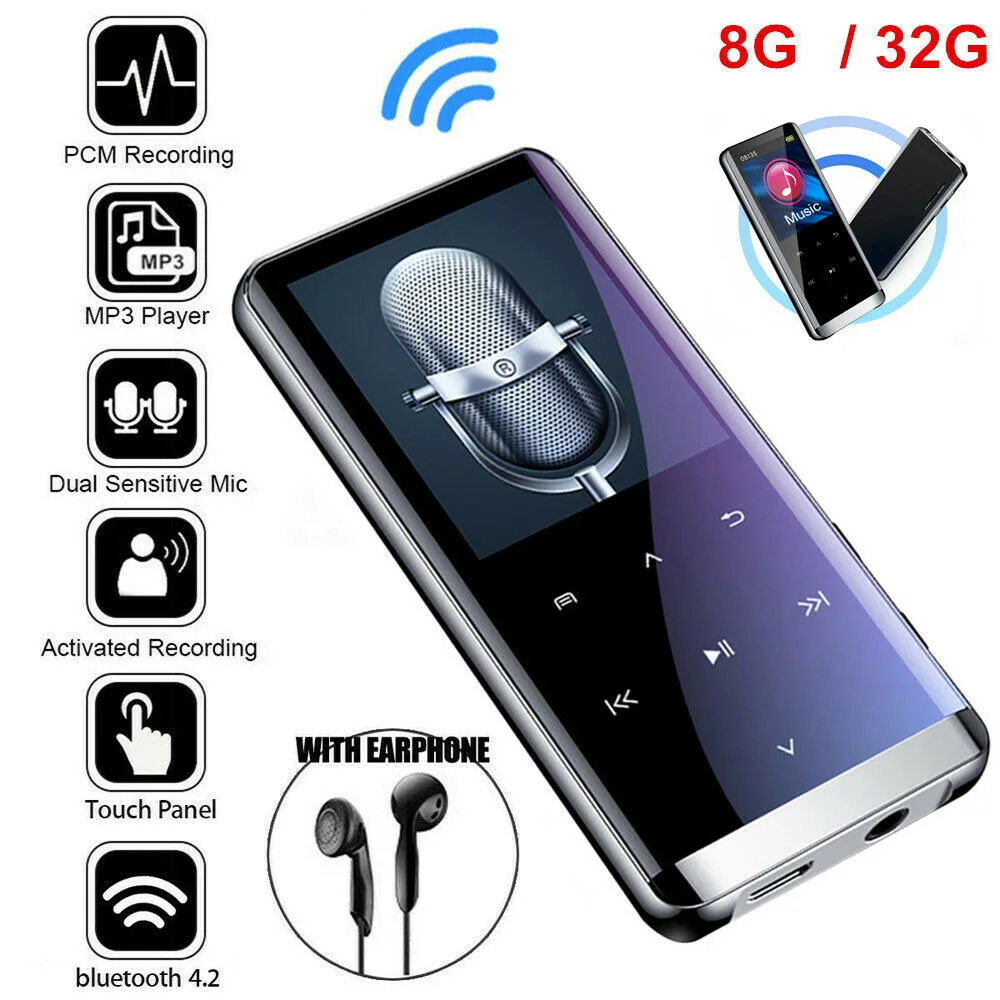Mp3-плеер MP4 FM радио Bluetooth Сенсорная Электронная книга чтение Портативный видео музыкальный плеер для WMA/OGG/APE/AMV/AVI 8/32G