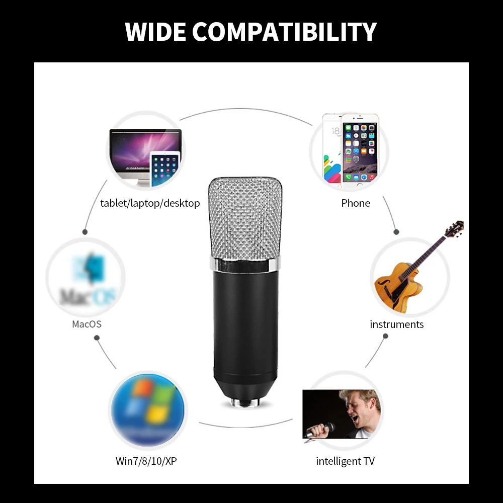 

Professional BM700 Condenser Microphone Sound Recording Microphone Mic KTV Singing Studio Recording Kit for studios Karaoke KTV