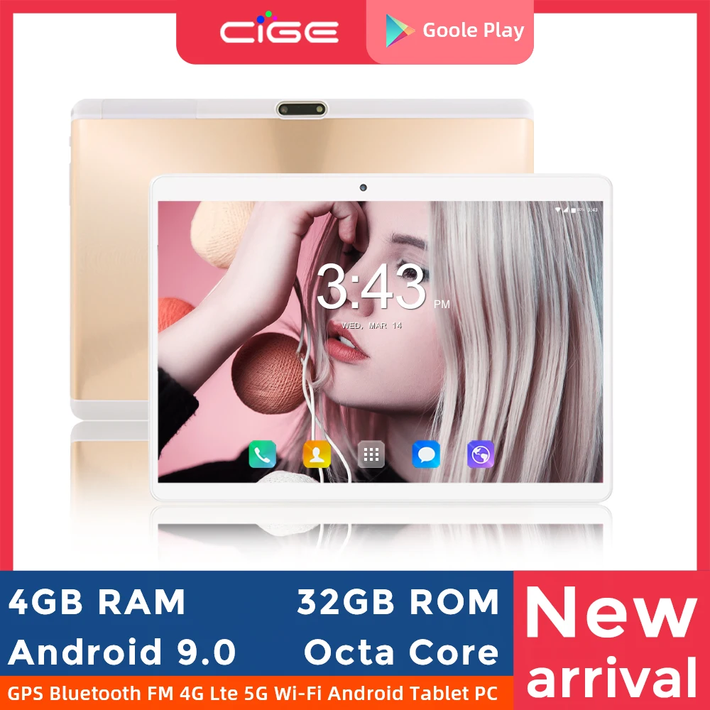 10 Inch Tablet PC 4G Lte Phone Cell WIFI Android 9.0 with 4GB RAM 32GB ROM 1920x1200 IPS FHD Pad Dual Camera Kid's