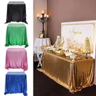 Прямоугольная скатерть для стола, блестящая скатерть золотогосеребряного цвета для свадьбы, вечеринки, домашний декор, несколько цветовразмеров