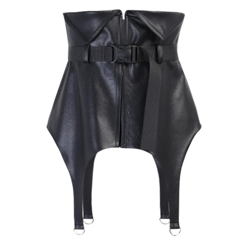 Womens Gothic Faux Leather Corset Skirt Dress Waist Belt Adjustable Black Harness Buckle Bustier Waistband Peplum Bodice | Аксессуары
