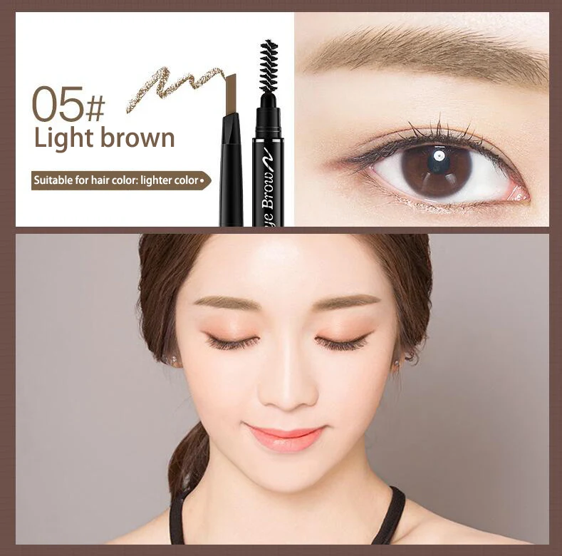 05-Light Brown Тени для бровей Косметика натуральная долговечная краска татуировки бровей водонепроницаемый черный коричневый карандаш для бровей Макияж набор - Цвет: 05-Light Brown