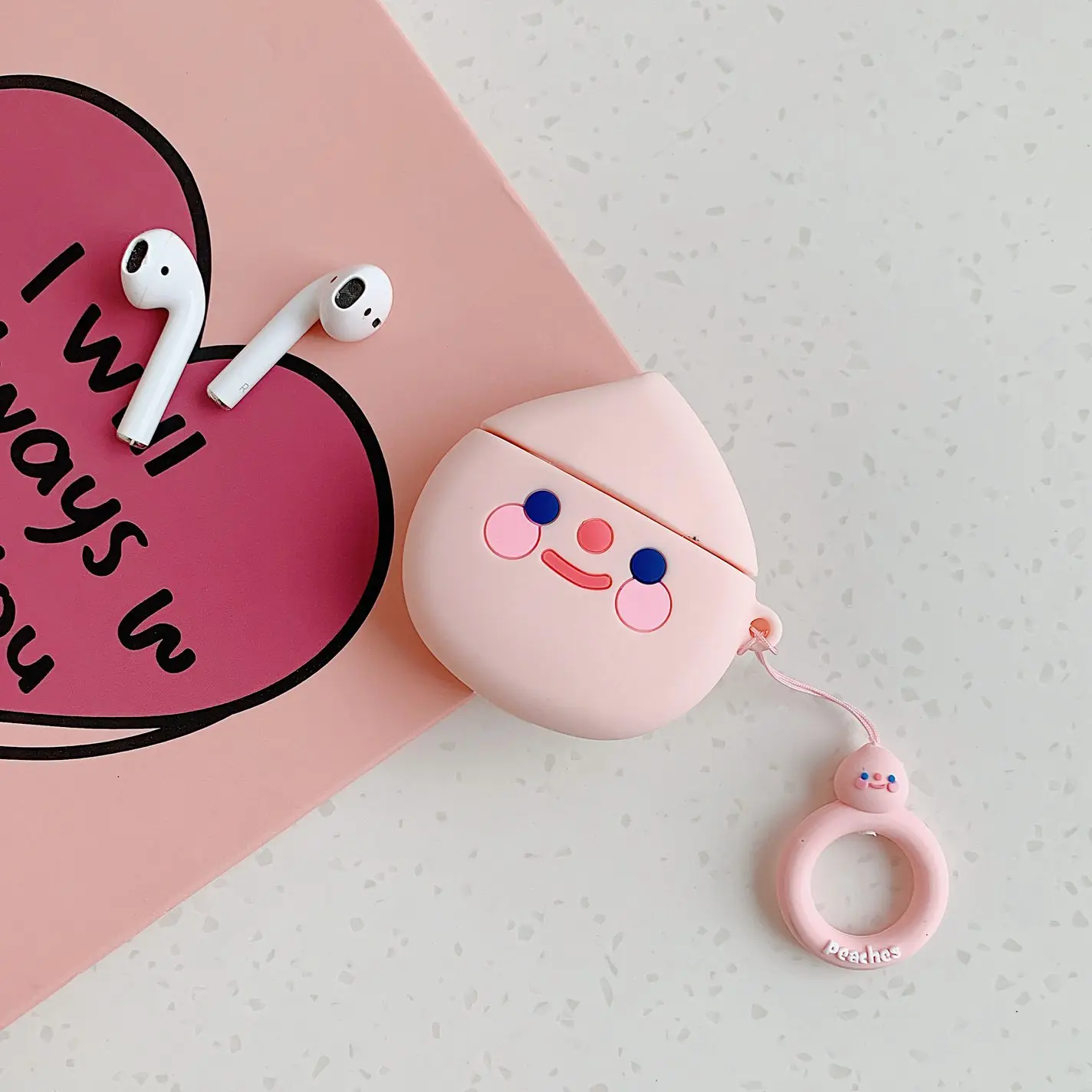 Z1 Чехол для AirPods с милым рисунком персика авокадо, с петлей, мультяшный чехол для беспроводных наушников Air pods2, силиконовый чехол для наушников - Цвет: Z1