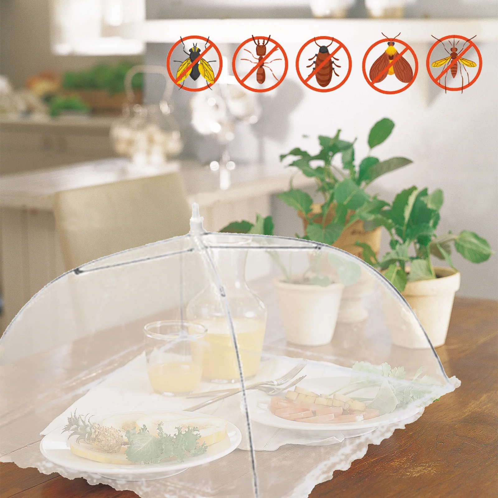 

6pcs Mesh Screen Protect Food Cover Tent Dome Net Umbrella Picnic Kitchen Folded Mesh Anti Fly Mosquito Umbrella New