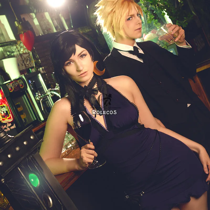 ROLECOS FF7 Переделанный костюм для косплея Tifa женское платье голубое Lockhart