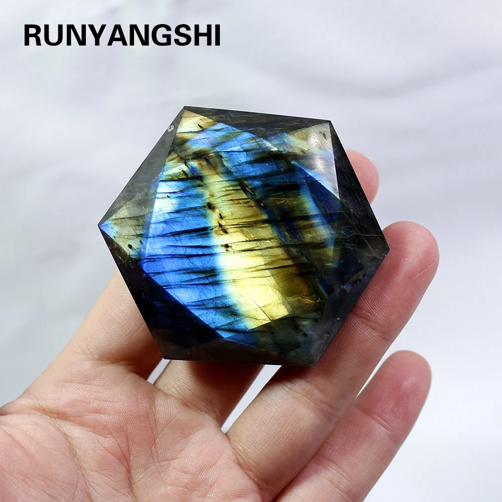 

Runyangshi 1 шт. оптовая продажа, серое удлиненное украшение из натурального камня с лунным светом, шестигранное украшение для дома, фэншуй