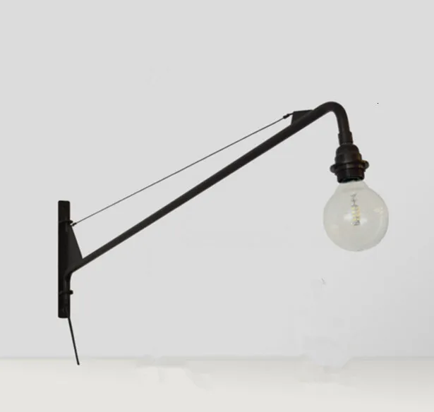 Промышленный длинный настенный светильник черного цвета для гостиной спальни