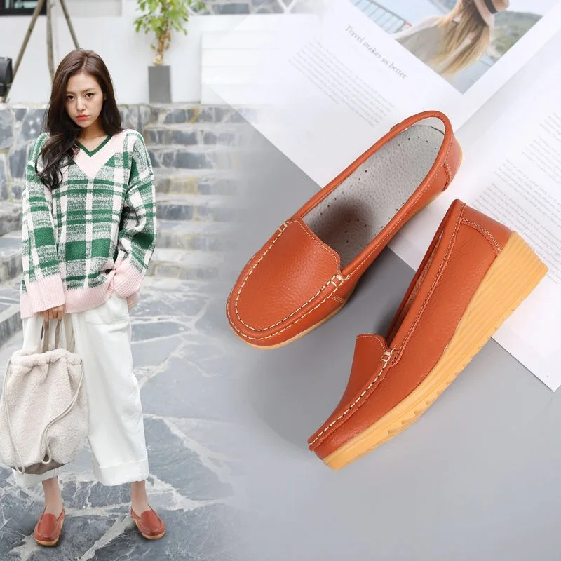 

Casual Leather Pumps Soft Bottom Pumps Women's Mid-Heel Shoes Cowhide Popular White Shoes Women's Fashion Shoes