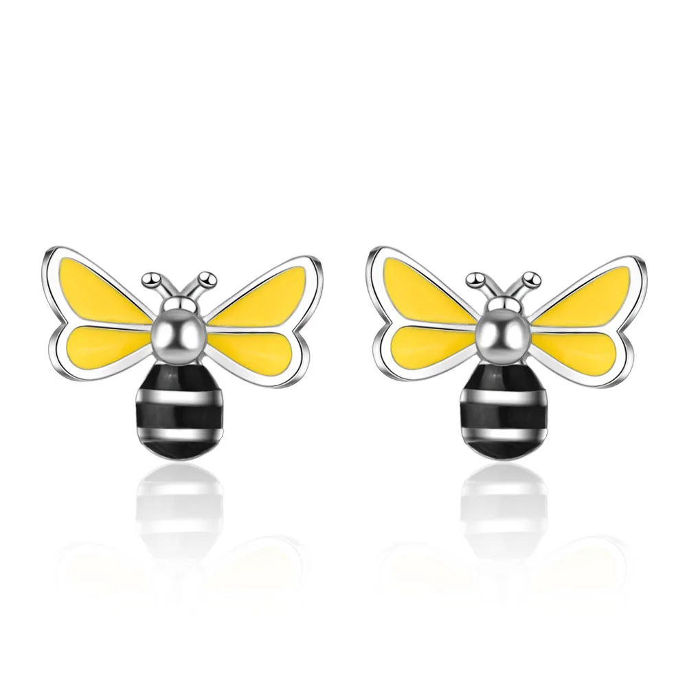 

POPACC 925 Sterling Silver Cute Delicate Bee Earrings Animal Earrings For Women