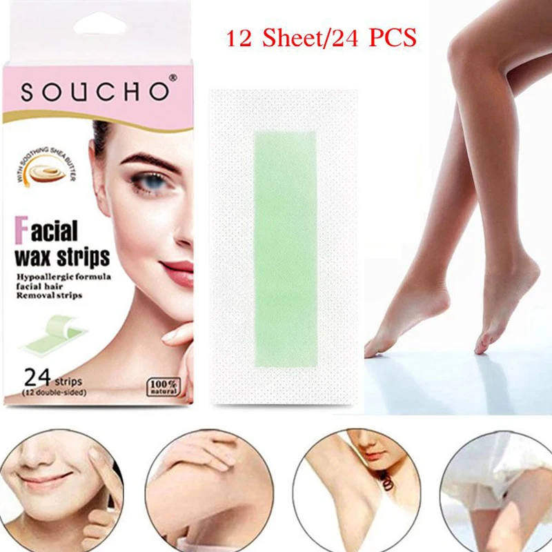 

24 Pcs Non Woven Wax Strips Body Epilation Skin Care Hair Removal Wax Facial Depilatory Body Epilation Body Beauty Tools