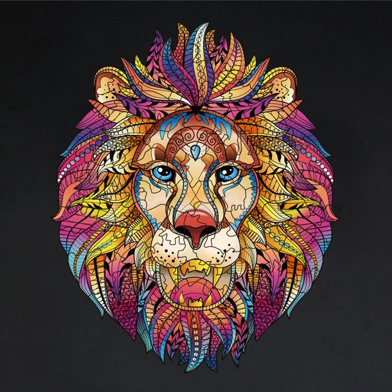 

New 2021 Lion Puzzle Wooden Puzzle Children Wooden DIY Crafts Animal Modeling Decompression Toys Classic Toys Wooden Puzzles P20