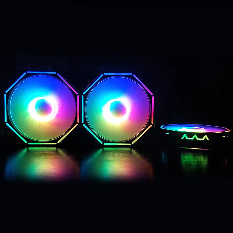 

Coolmoon Rgb Computer Case Fan 12Cm Silent Polygon Inner and Outer Light+Standard Controller Computer Cooling Fan Cpu Fan(6 Pcs)
