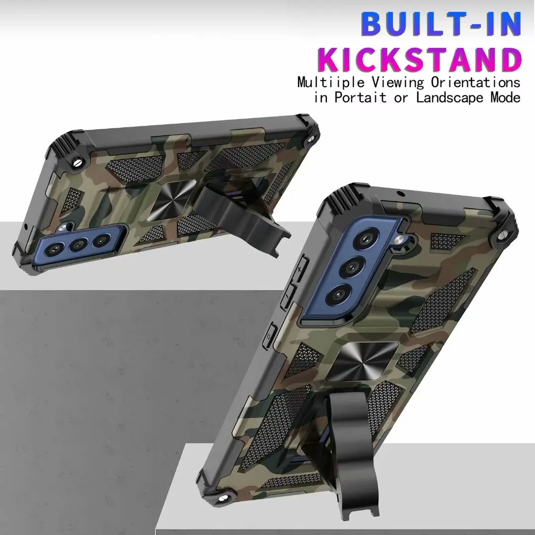 Military Camouflage Shockproof Armor Case For Samsung Galaxy S21 FE Note 20 Ultra S20 S23 S22 Plus 5G A12 A32 A52 A53 Stand Case
