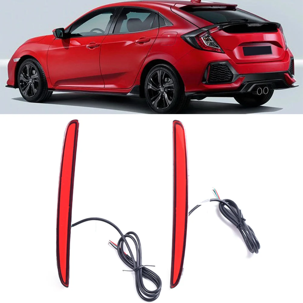 

2 предмета в комплекте, красный заднего последовательного отражатель светодиодный стоп-сигнал светильник противотуманная фара для Honda Civic 2017 2018 2019 2020 хэтчбек Тип R седан