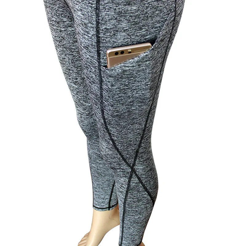 Леггинсы для тренировок с карманами женские длинные штаны пуш-ап леггинсы