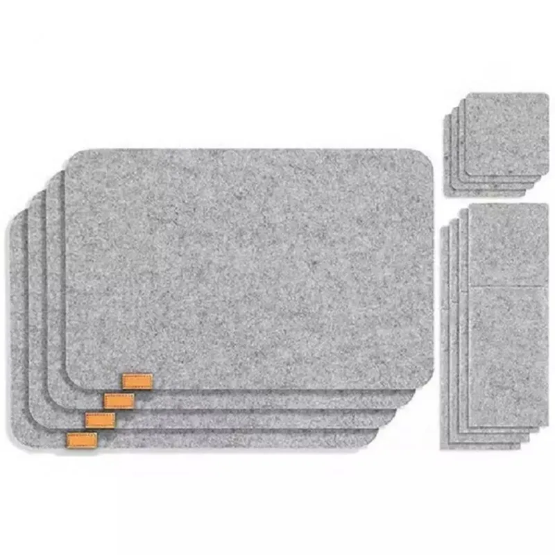 

18pcs Washable Felt Placemats Table Mats Glass Knife Fork Coasters Cutlery Bags Set Insulation Pads Absorbent Non-slip Mat