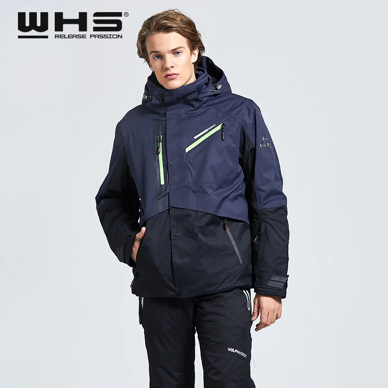 DARK BLUE WHS, новинка, мужские уличные лыжные куртки, ветрозащитные мужские теплые пальто, мужская зимняя куртка, Подростковая облегающая одежда, мужская теплая куртка - Цвет: DARK BLUE