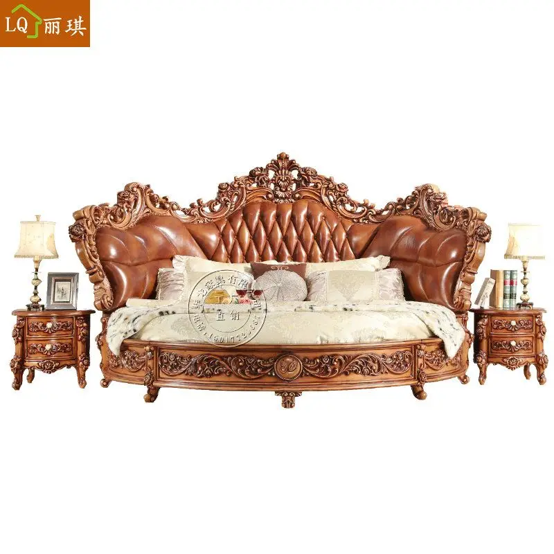 CBMMART Роскошная американская Дизайнерская кожаная кровать|Наборы для спальной| |
