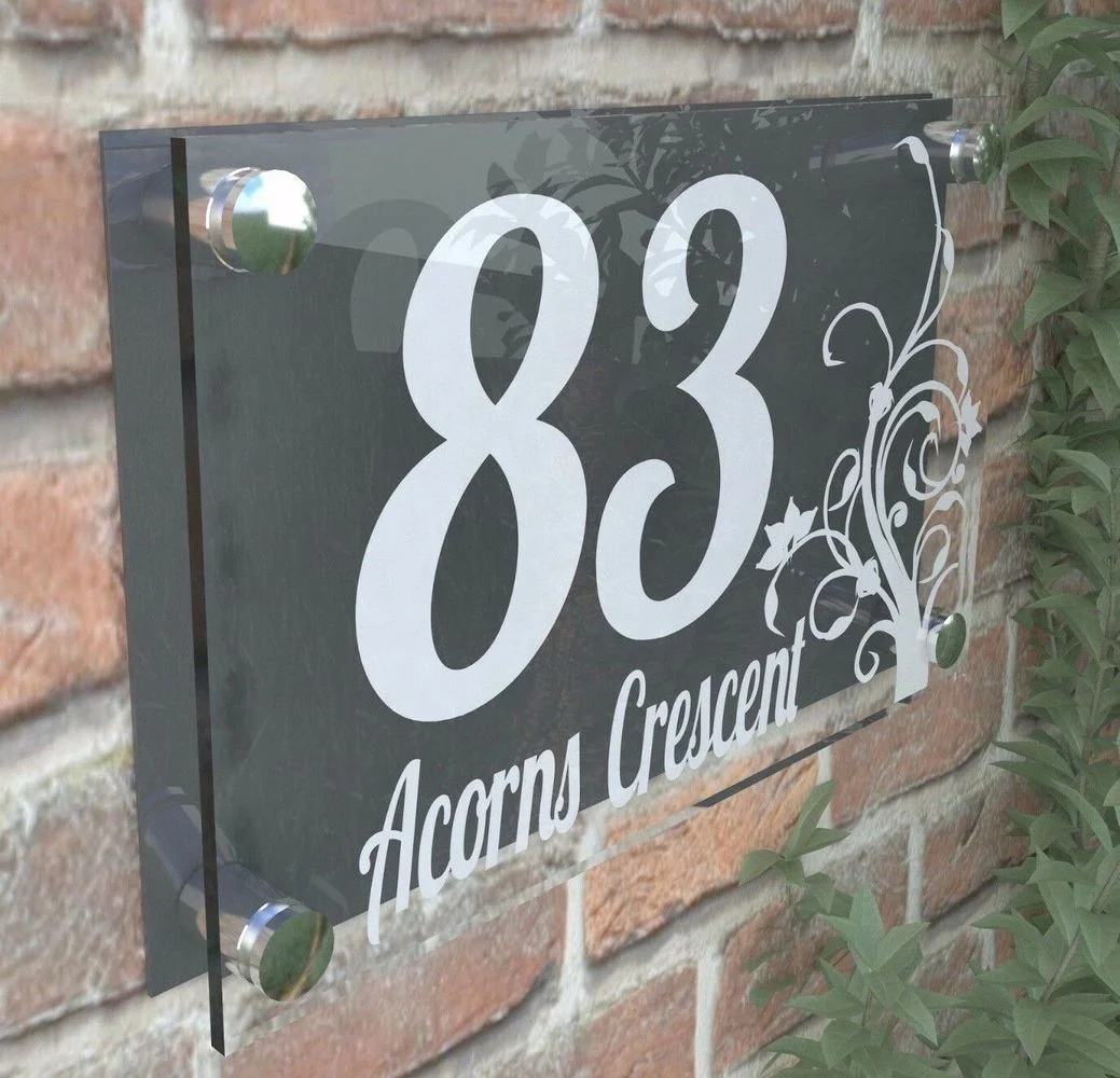 

Customized Clear Acrylic House Sign Modern Decorative Door Number Name Plaques