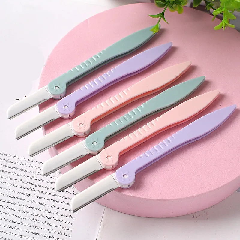 

3pcs Portable Foldable Eyebrow Trimmer Facial Hair Removal Razor Brow Shaper Blades Beauty Shaver Knife Women Makeup Tools Kit